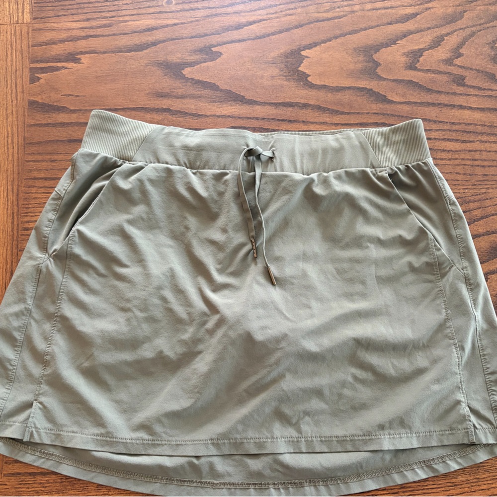 Casual Olive Green Drawstring Skirt